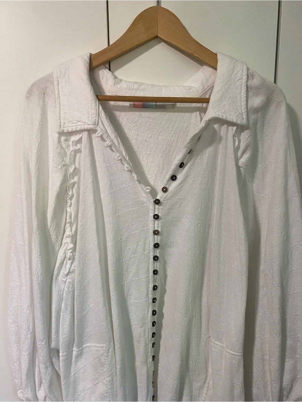 Free People Beach Women's White Button-Front Lightweight Tunic - Picture 2 of 8
